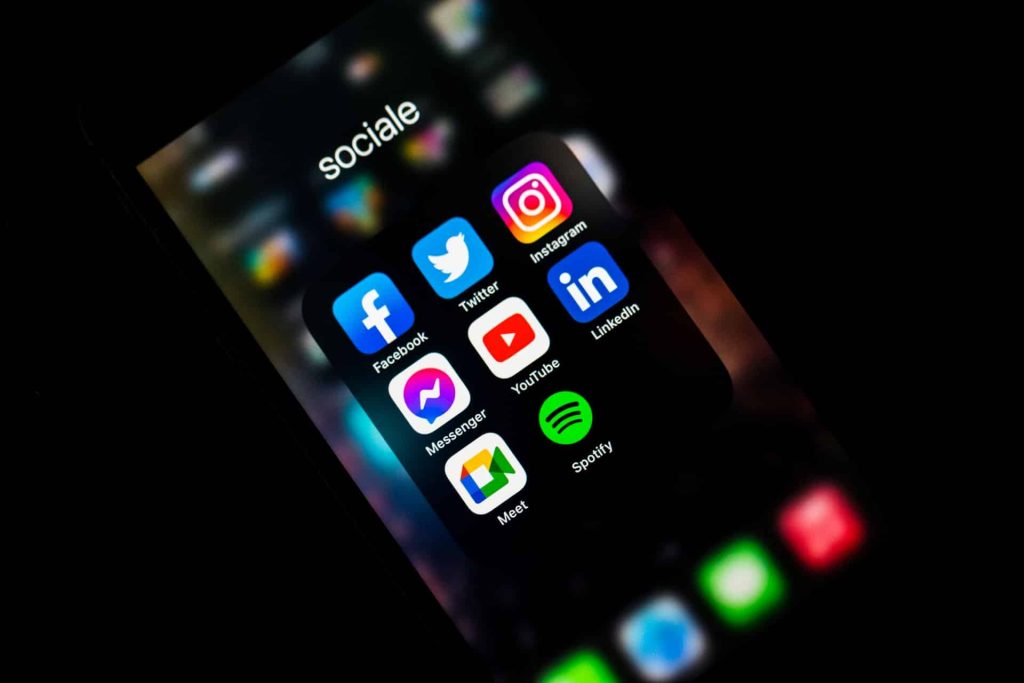 social media icon on a mobile